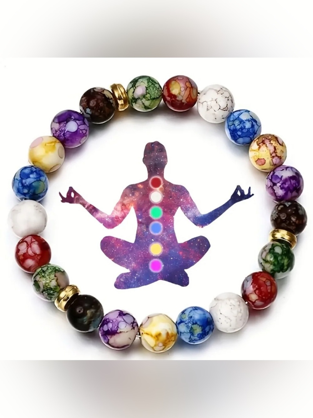 1-Multi-Color Chakra Bead Stretch Bracelet